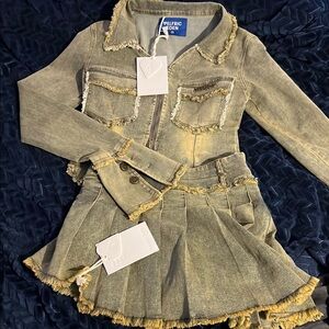 Aelfric Eden Denim Jacket and Skort Set - Tan NWT